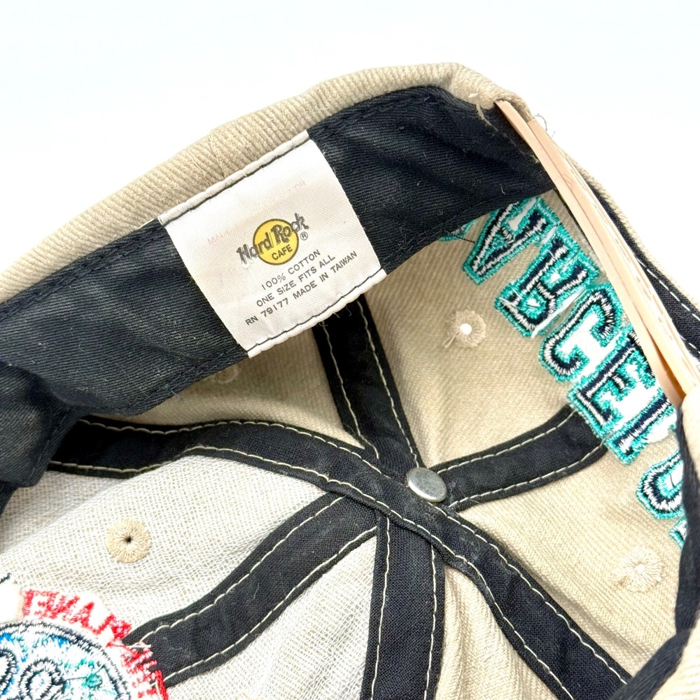 Hard Rock Cafe Barcelona Cap Hat Beige Blue Save Planet Love All Serve - Picture 3 of 3